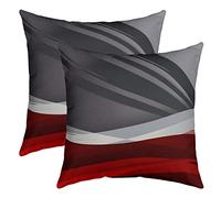 Géométrie Taie d'oreiller 55x55cm Géométrique Avec Ligne Housse Coussin Pour Maison Le Salon Décor Lot De 2 Taie Oreiller Réversible Modern Résumé Art Rouge Noir Gris Décor Housse de Coussin