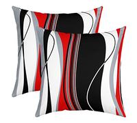 Géométrie Taie d'oreiller 60x60cm Résumé Art Lot De 2 Housse Coussin pour Maison Le Salon Décor Taie Oreiller Réversible Géométrique avec Ligne Blanc Rouge Gris Bleu Décor Housse de Coussin