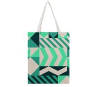 Géométrie Verte Tote Bag En Toile Femme Sac À Main Grand Sac À Bandoulière Pour Voyage Shopping 38×46cm