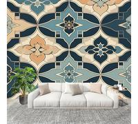 GéOméTrique Abstrait TrèFle à Quatre Feuilles Papier Peint Intissé Fresque Murale 200x140 cm Multicolore Poster Murale Photo pour Salon, Chambre, Salle à Manger, Effaçable Papier Peint Panoramique