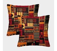 Géométrique and Organic Forms Housse De Coussin Art Africain Traditionnel Taies d'oreiller Carrée Douce Imprimée Durable pour Canapé-lit Voiture 50x50cm Paquet De 2