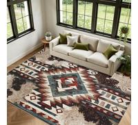 Géométrique Aztèque Tapis Salon 200x200cm Western Peau de Vache