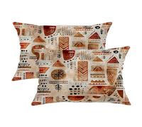 Géométrique Bohème Moderne Triangle Cercle Automne Terre Cuite Housses Coussin Lot De 2 Décoratives Taie d'oreiller Polyester Housse Coussin pour Canapé Jardin Voiture 40X60Cm