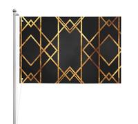 Géométrique en or noir,Drapeau de jardin, bannière décorative, drapeau double face, 2 x 3 pieds, pour extérieur et intérieur