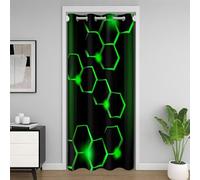 Géométrique Garçon Rideau Occultant Rideaux Rouge Cellulaire Place Rideau de Porte 150x203cm L'Hexagone Vert Neon Rideaux Interieur Salon Chambre Résumé Ombre pour Rideaux Exterieur d'entrée