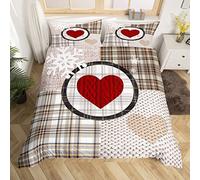 Géométrique Grille Sets de Housse de Couette Rouge Aimer Cœur Parure de Lit 220x240cm Couple Aimerr Simple Moderne Housse de Couette Des gamins Romantic Valentine Jour Parure Housse de Couette