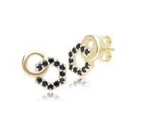 Géométrique Hexagone & Rond Attaché Avec Saphir Clou Earrings IN 9ct or Jaune