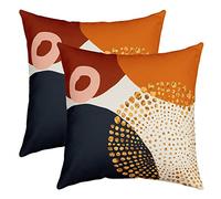 Géométrique Lot De 2 Taie d'oreiller 40x40cm Modern Résumé Art Housse Coussin pour Maison Le Salon Décor Taie Oreiller Réversible La Marine Bleu Burnt Orange Cercle Décor Housse de Coussin
