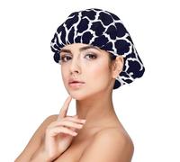 Géométrique marocain bleu marine moderne,Bonnet de nuit en satin pour adulte - Bonnet de nuit élastique pour femme, couvre-cheveux de nuit