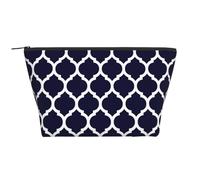 Géométrique marocain Bleu Marine Moderne, Trousse de Toilette Trousse de Maquillage Sac à cosmétiques Trousse de Toilette de Voyage Portable