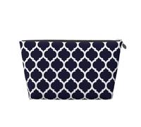 Géométrique marocain Bleu Marine Moderne, Trousse de Toilette Trousse de Maquillage Sac à cosmétiques Trousse de Toilette de Voyage Portable