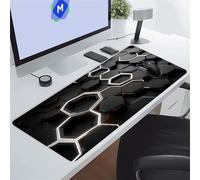 Géométrique Noir et Blanc Tapis de Souris XXL 900x300x3 mm Grand Tapis de Souris Gaming, Base en Caoutchouc antidérapante,Extended Clavier Mousepad pour Maison/Bureau/Gamer