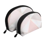 Géométrique Or Rose, Trousse de Maquillage Coquille Femme Petit Porte-Monnaie Trousse de Toilette Trousse à cosmétiques 2 pièces