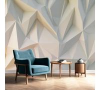Géométrique Papier Peint Panoramique Blanc Papier Peint 3D Illusion d'optique Intissé Salon Chambre Mural Décoration 250 x 175 cm
