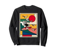 Géométrique Surf Squelette Surfer Équitation Vague Coucher de Soleil Été Sweatshirt