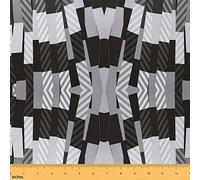 Géométrique Tissus au Metre, imprimé Géométrique Tissu 460x150cm chaise, art abstrait moderne Noir blanc gris décoration imperméable Ameublement Tissu de couture polyester