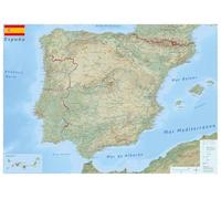GeoMetro: Grande carte d'Espagne avec laminage complet (carte murale) 118,9 x 83,8 cm, régions d'Espagne (États), autoroutes avec Portugal, version mise à jour