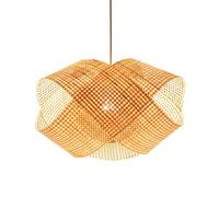 Geometry Bamboo Lights, Wicker Lamp Shade 1-Light Woven Basket Dome Fixtures Kitchen Island Chandelier Hand-Woven Lamp Hanging Ceiling Light For Living Room Foyer Nursery - 1-Pack/60Cm