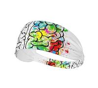 Geometry Brain Image with Science Print Elastic Exercise Headband - Fashion Sports Head Wrap for Yoga, Running, Cyclisme, Gym, Tennis