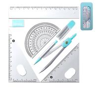 Geometry Compass Set - Kit d'outils de rédaction de mathématiques, fournitures d'artistes étudiants | Instruments de dessin professionnel Université de l'école, Treaket Geometry Box Mesure T