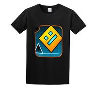 Geometry Dash Game Logo T Shirt Men Tops Tee Black L