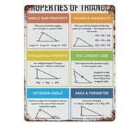 Geometry Math Poster Properties of Triangle Vintage Retro Metal Tin Sign Wall-Art for Classroom Study Room Learning 8 X 12 inch
