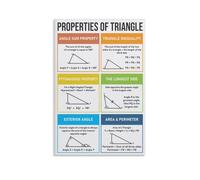 Geometry Reference Guide, Essential Triangle Formulas & Rules, Canvas Print for Engineering Student, Office(Framed,16x24inch(40x60cm))