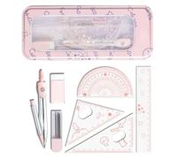 Geometry Set for Students, 8-Piece Shatterproof Reusable Protractor, Math U