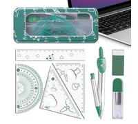 Geometry Set for Students, 8-Piece Shatterproof Reusable Protractor, Math U
