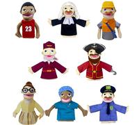 Geonoy Career Hand Puppet, marionnettes éducatives Douces avec Bouche Mobile, en Peluche d'athlète Juge Facteur Agent de Bord, pour l'enseignement de la Narration de Spectacles de fête