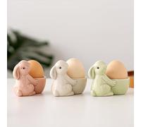 Geonoy Coquetier Lapin en Céramique, Coquetiers en Porcelaine pour Support à Oeufs Durs ou Mous, Coquetier Lapin de Pâques, Coquetier Amusant pour Décoration de Table de Pâques