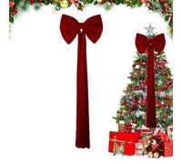 Geonoy Nœud pour Sommet de Sapin de Noël, nœuds Extra Larges en Velours, nœud rétro Rouge vin avec Longs serpentins, décoration de Noël Bordeaux pour Maison, Couronne d'arbre, Mur, fête de Mariage