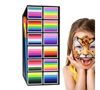 Geonoy Palette de peinture pour le visage | Peinture corporelle - À base d'eau résistante aux taches et lavable, 12 grilles avec marqueurs pinceaux pour théâtre, femmes, filles, , fête