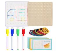 Géoplan en Bois, Plateau de Puzzle pour, Éducation manipulatrice mathématique pour Les avec des Cartes de défi pour créer des Formes géométriques, STEM