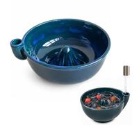 Georcep Ceramic Berry Washing Bowl, 7.9 x 7.1 x 3.1 in, Drain Spout, 1-Pack (D-Dark Blue)