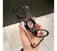 Georcep Frameless Magnetic for iPhone Case with Invisible Ring Stand, Frameless Case with Invisible Ring Stand for iphone 15 14 13 Pro Max (13 Pro Max,A-Black)