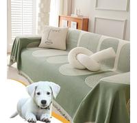 Georcep Reversible Chenille Sofa Cover, Double Sided Chenille Sofa Cover, Chenille Sofa Cover, Fine Chenille Sofa Cover, Chenille Double Sided Sofa Towel, Couch Covers for Pets (C-Green,180 * 400cm)