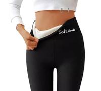 Georcep Soft Clouds Fleece Leggings for Women Winter - Casual High Waist Warm Pants (A-Black,3TG)
