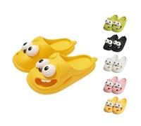 Georcep Tongue Kiss Slippers, Big Eye Dog Slipper - Women's Cartoon Dog Slippers, Cute Funny 3D Big Eye Dog Fun Cartoon Package Head Eva Slippers (E-Yellow,38/39)