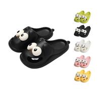 Georcep Tongue Kiss Slippers, Big Eye Dog Slipper - Women's Cartoon Dog Slippers, Cute Funny 3D Big Eye Dog Fun Cartoon Package Head Eva Slippers (B-Black,38/39)