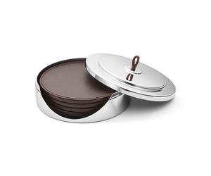 Georg Jensen Dessous de verre Manhattan Lot de 4 Cuir marron