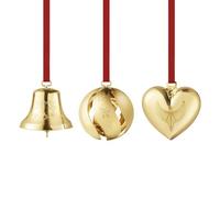 Georg Jensen [W] CC 2024 Lot de 3 boules de clochette en forme de cœur plaqué or 18 carats
