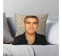 George Clooney Taie d'oreiller carrée en polyester et lin Motif velours Fermeture éclair Décoration de voiture