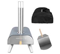 George Foreman Four à pizza portable d'extérieur en granulés de bois de 30,5 cm gris avec pagaie et sac de transport, four barbecue et fumoir, pieds pliables GFWPPO1GPC