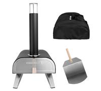 George Foreman GFDFPO2BPC Four à pizza portable à double combustible avec sac de transport et pagaie, granulés de bois ou barbecue à gaz Noir 30,5 cm