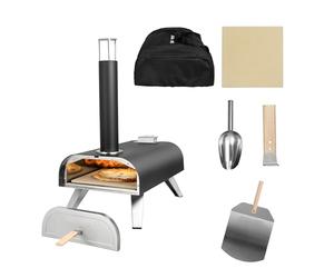 George Foreman GFDFPO2BPC Four à pizza portable à double combustible avec sac de transport et pagaie, granulés de bois ou barbecue à gaz Noir 30,5 cm