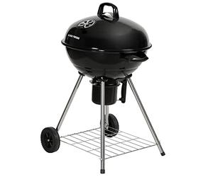 George Foreman GFKTBBQ Bouilloire ronde portable à charbon de bois 47,5 cm, grille d'aération réglable, thermomètre intégré, barbecue à charbon, support et 2 roues avec grille chromée, GFKTBBQ, 60 x