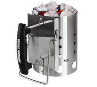 George Foreman Quick-Fire GFCMS14 Démarreur de Barbecue Compact en Acier Inoxydable avec Deux poignées de sécurité 14 cm de diamètre
