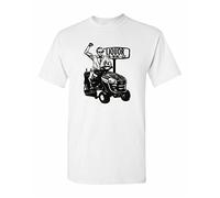 George Jones T-T-Shirts à Manches Courtes Funny T-T-Shirts à Manches Courtes Lawn Mower Vintage Tractor Tees White(Medium)