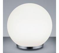 George - Lampe À Poser Verre Ronde, Télécommande blanc lavé, aluminium